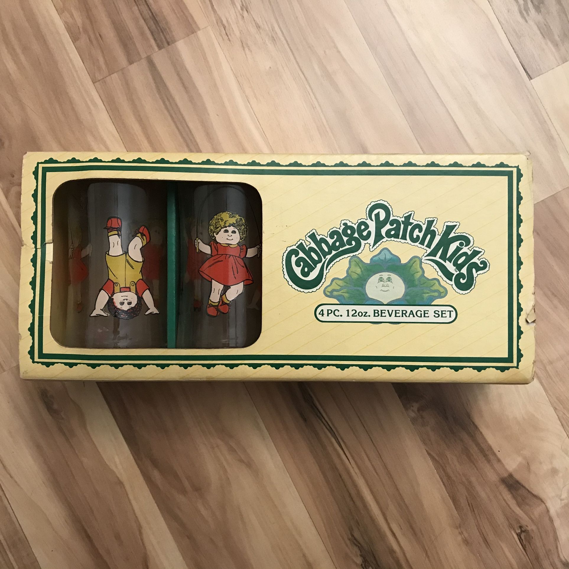 Nos 1980’s Vintage Cabbage Patch Kids Beverage Set Glasses