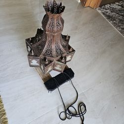 27" Moroccan antique hanging clear glass lantern a moorish star  shap