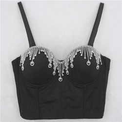 Rhinestone Dangling Bra Top