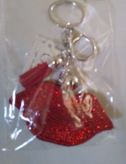 Red Lips Bling Purse/Backpack Keychain