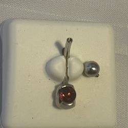 Body Gems Genuine Garnet White Gold Curved Barbell