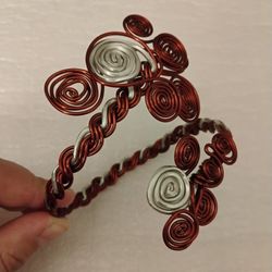 Handmade Wire-Wrapped Forearm Cuff - Bronze/Silver Tone