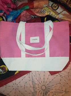 Lancôme Paris Pink and Ivory Canvas Tote Bag