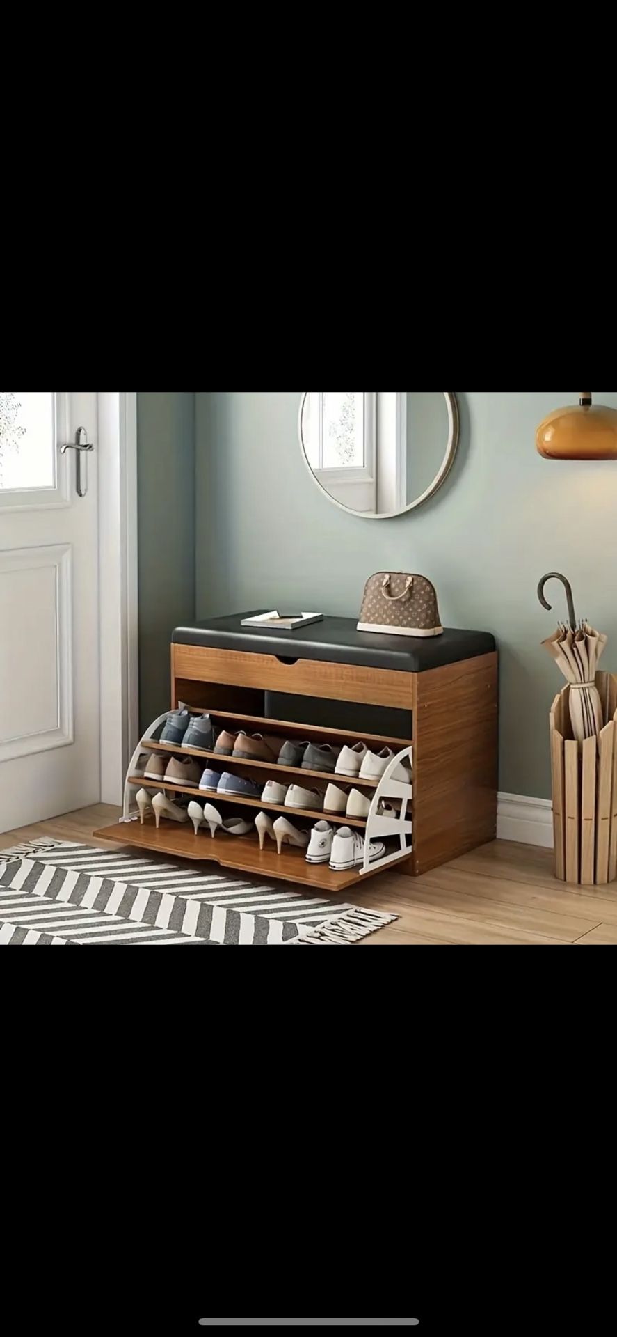 New In Box Shoe Storage Rack Bench With Cushion 