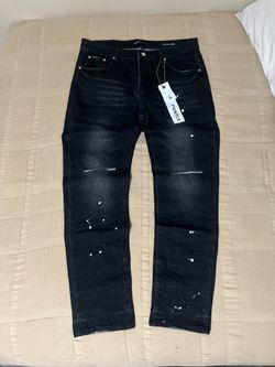 Purple Jeans Size 36 Paint Splatter Black Denim