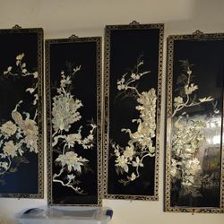$200 O.B.O✨️🎀VIntage Chinese black lacquer wall panels🎀✨️