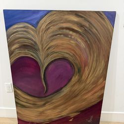 Hand painted painting 48” high 37” wide