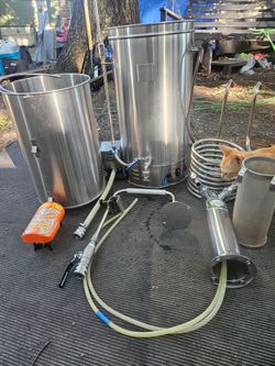 Electric Home Brewing System with Wort Chiller and Draft Tower