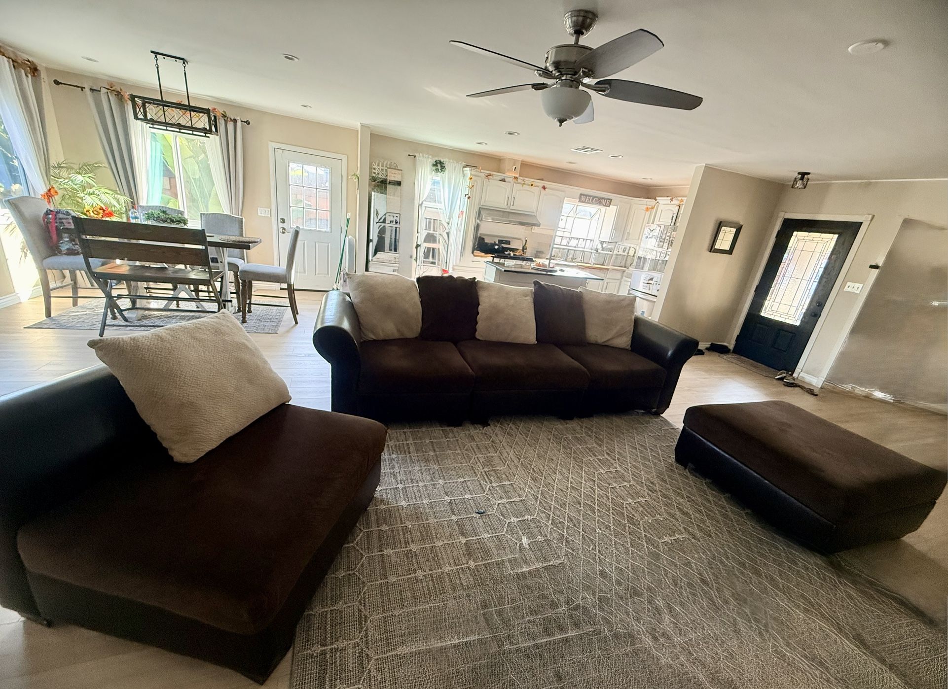 5 Piece Sectional leather And Suede