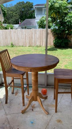 Solid wood high top table and stools