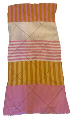 Multicolor Striped Colorblock Lightweight Wrap Scarf Sarong Pink Orange