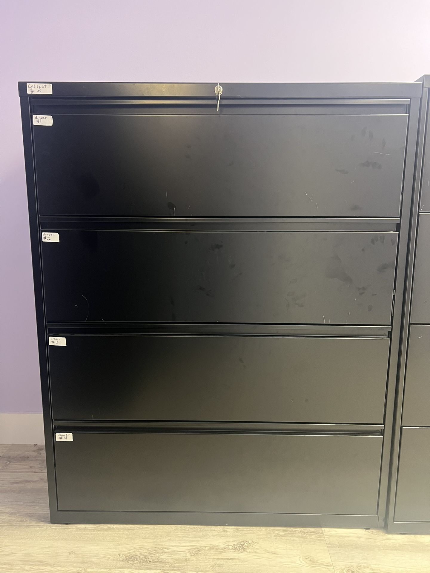 Lateral File Cabinet - 42” Wide - 4 Drawers - Black