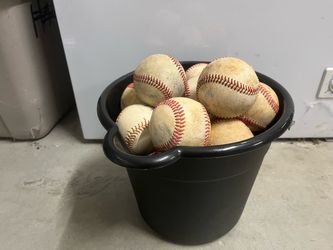 Bucket Of 25 Used Baseballs