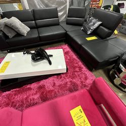Black Sectional With Adjustable Back 
