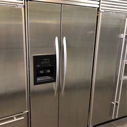 Kitchen Aid 36” Stainless Steel Side By Side Built In Refrigerator 