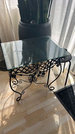 Glass Top Table with  stool