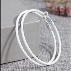 White Hoop Earrings 