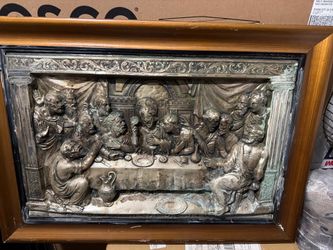Large Framed Last Supper 3D Wall Art Relief Sculpture
