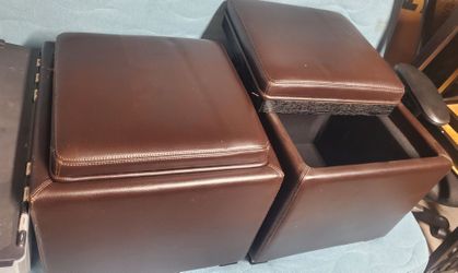 Set of 2 Brown Storage Ottomans