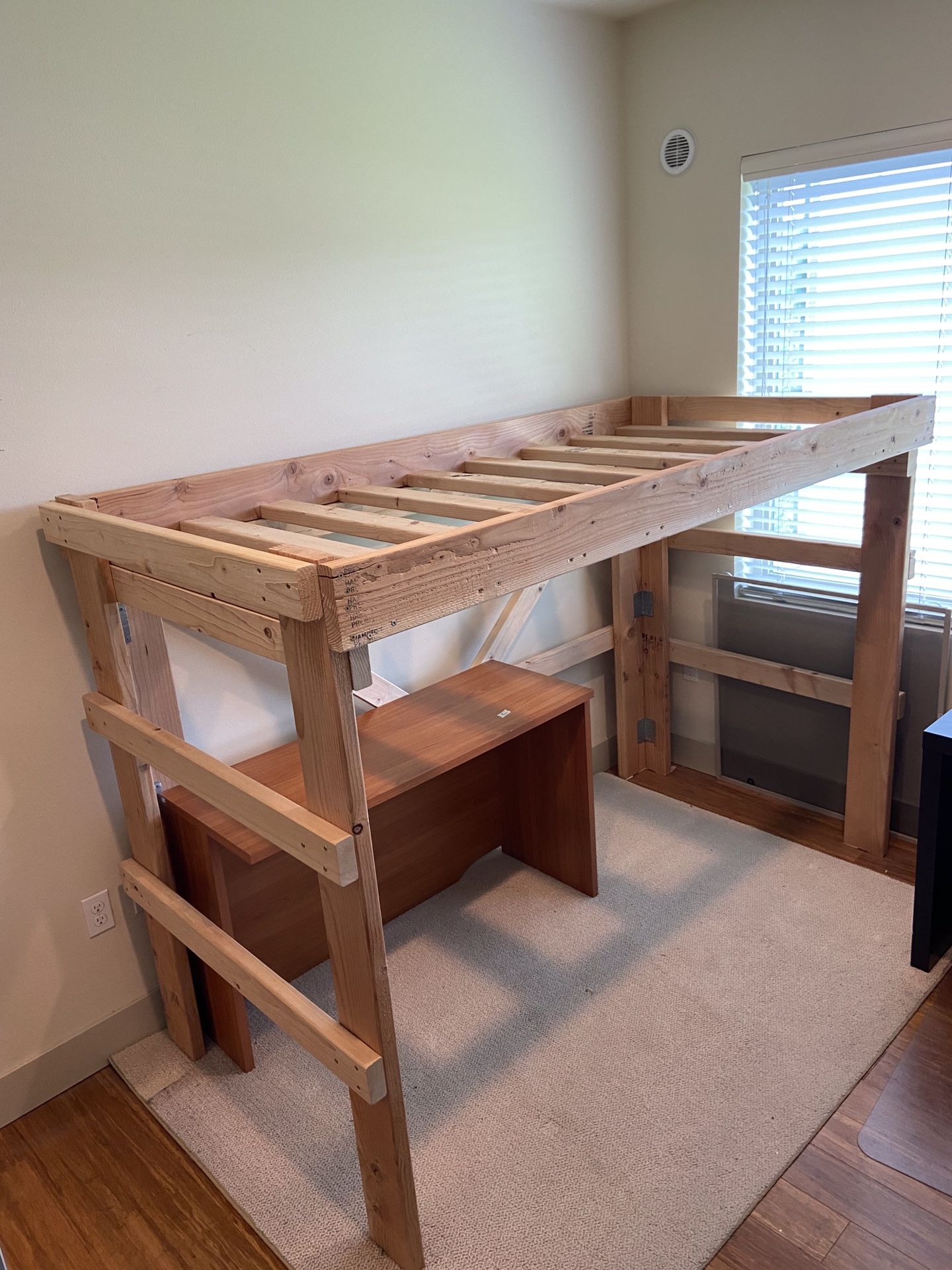 Rustic Wood Lofted Twin Bunk Bed