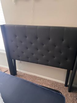 Rest Haven Tufted Wingback Upholstered Headboard, Full, Charcoal