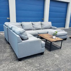 Delivery Available) Ashely Furniture Grey Sectional Couch Sofa 