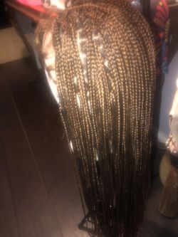 Braided  lace front wig 34 Inch Ombre Brown and burgundy / peluca trenzada de 34 pulgadas color café y rojizo 