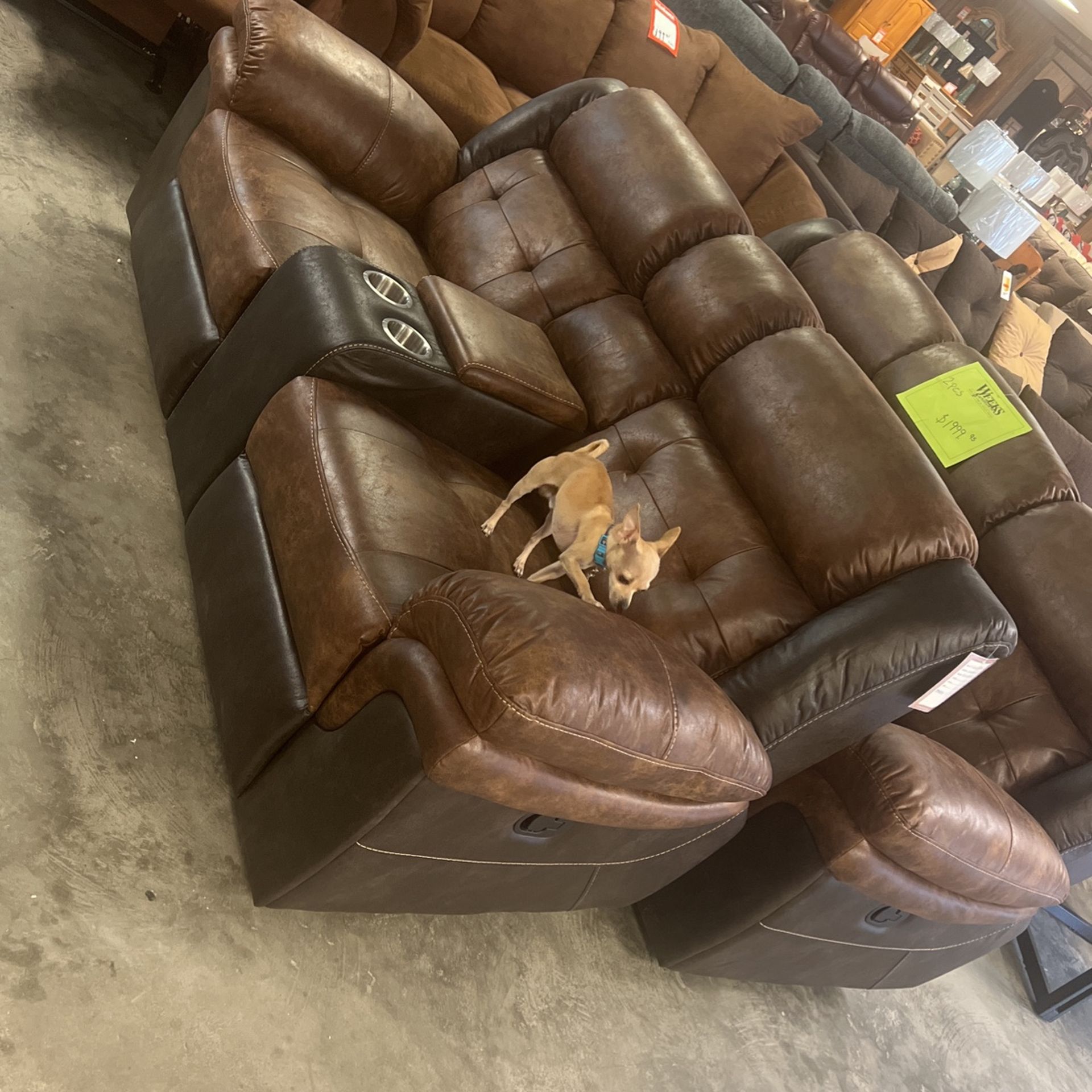 Brand new reclining couch at your grab and go store and reclining loveseat two piece group $2000 brand new