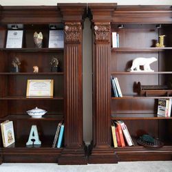 Pair of large solid wood bookcases