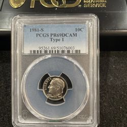 1981 S Gem Proof Roosevelt Dime Graded At PR69 With A Deep Cameo 1-18