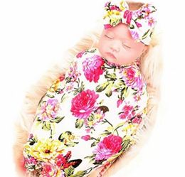 Flower print baby newborn girl swaddle blanket set