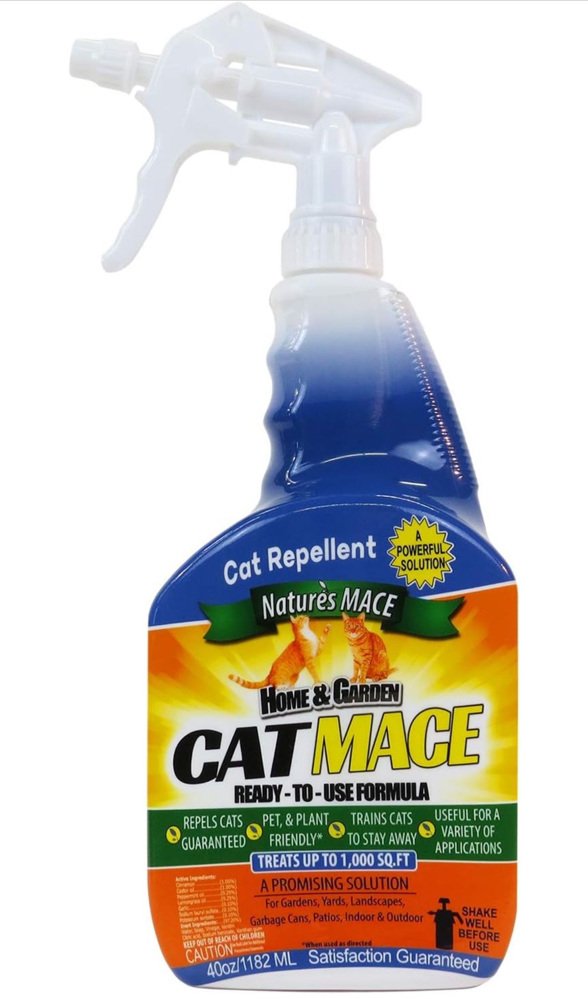 Nature's MACE Cat Repellent Spray, 40 oz Ready-to-Use, Indoor & Outdoor Deterrent, Prevents Scratching, Training Tool, Safe for People, @N7-59