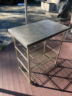 Metal Kitchen Cart with Wire Shelves