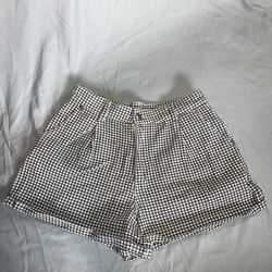 Women’s black and white checkered high waisted shorts