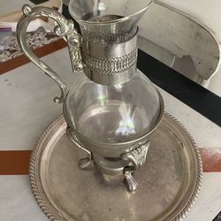 Vintage WM Rogers Silver Plate Coffee Carafe Pot W/Candle Warmer