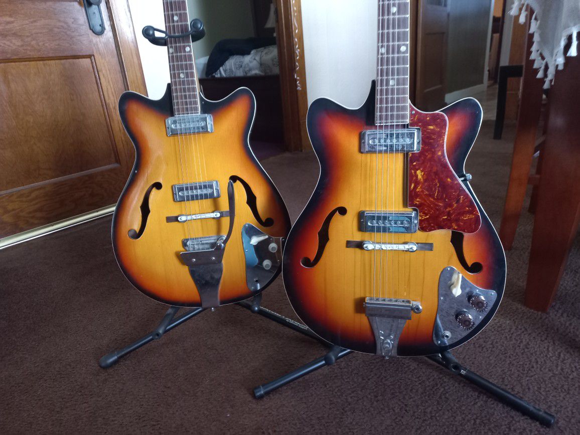 pair of vintage guitars 