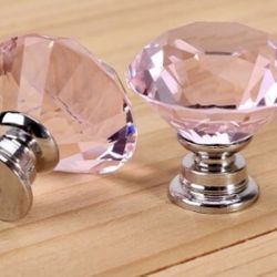 💗 New! Set of 10 Princess Pink Crystal Vintage Style Baby Girl Nursery Decor Knobs Drawer Pulls