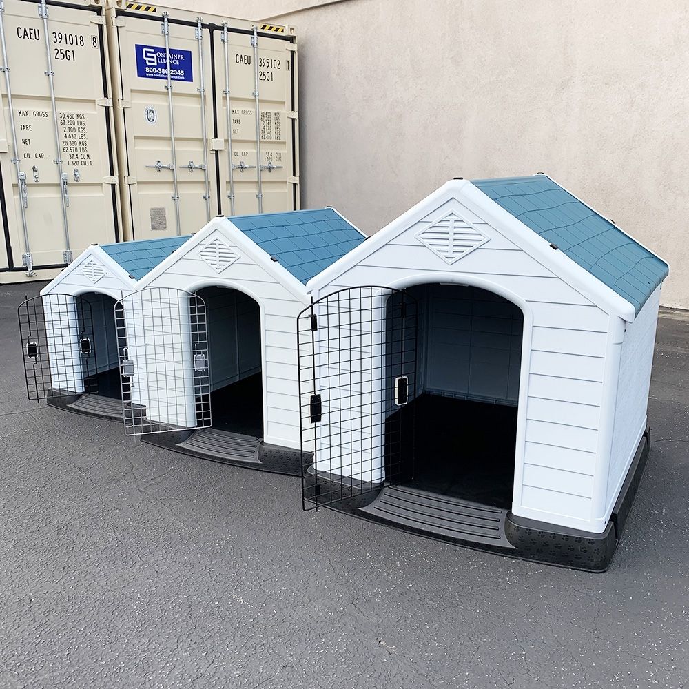 New Plastic Dog House w/ Lock Door (Medium $80, Large $115, X-Large $160) All Weather Cage Kennel