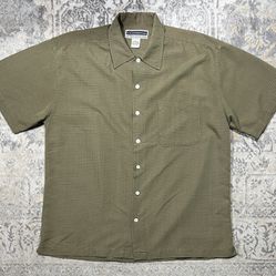 US Expedition Shirt Men's Size L Short Sleeve Button Up Green Orange Plaid