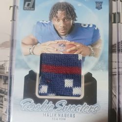 Real Nice Pair Of Malik Nabers Rookie Game Worn Jersery Patch Cards .. Mint .!!!