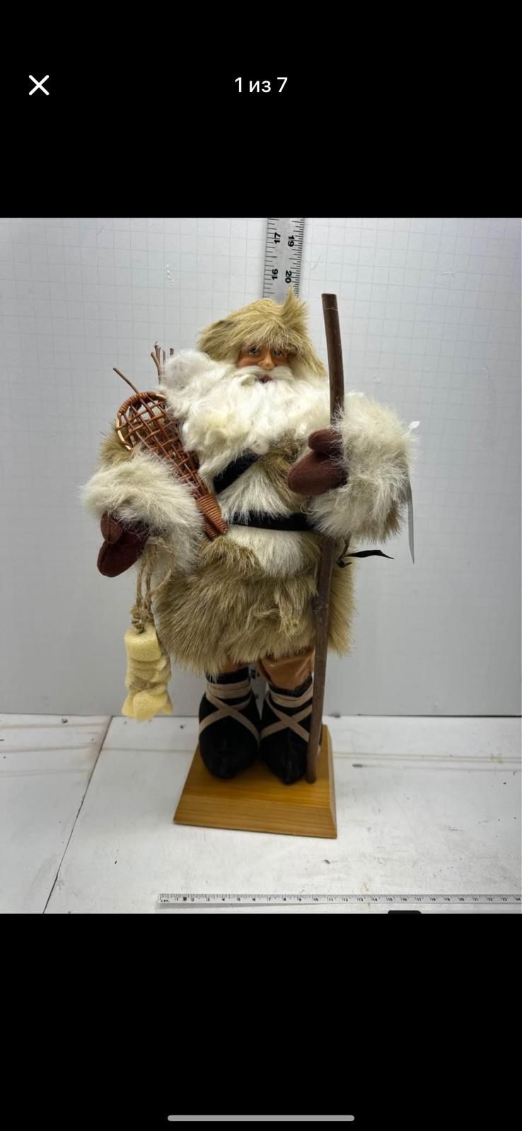 15inch Santa Claus with snow shoes plush Figurine/Statue#F7