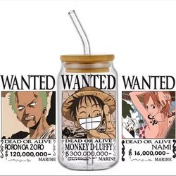Miniso Japanese one piece designDecal Waterproof Transfers Sticker for Libbey Glass Cup DIY UV DTF C