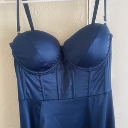 Evening Long Blue Split Leg Dress 