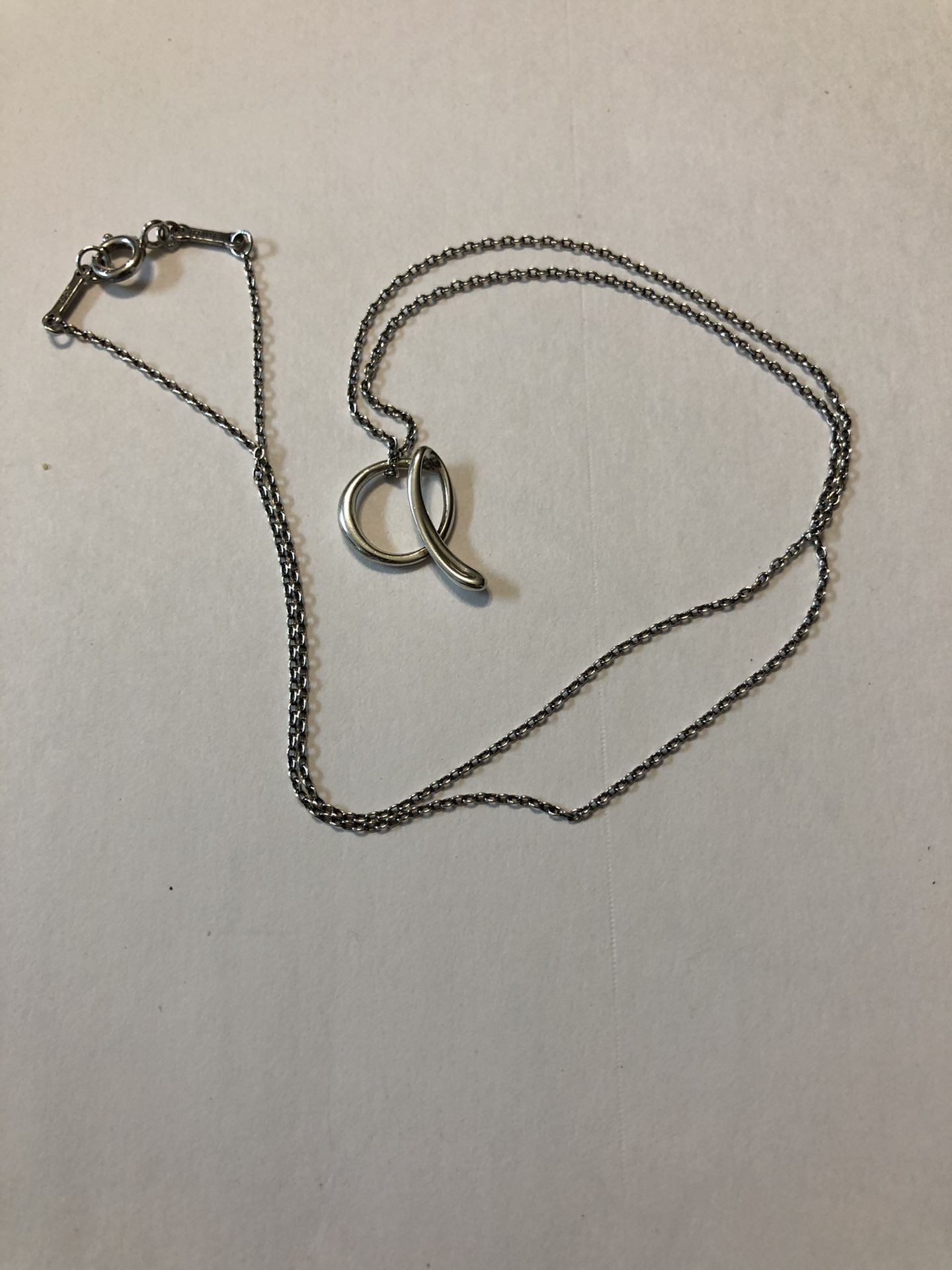 Elsa Peretti sterling silver “A” pendant and necklace