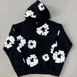 Denim Tear Cotton Wreath Hoodie” BLACK N WHITE”