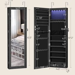  6 LEDs Mirror Jewelry Cabinet