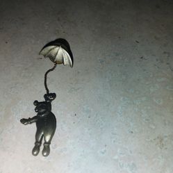 Small clown with umbrella pendant  silver tone vintage