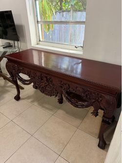 Vintage Carved Console Rare Table Desk