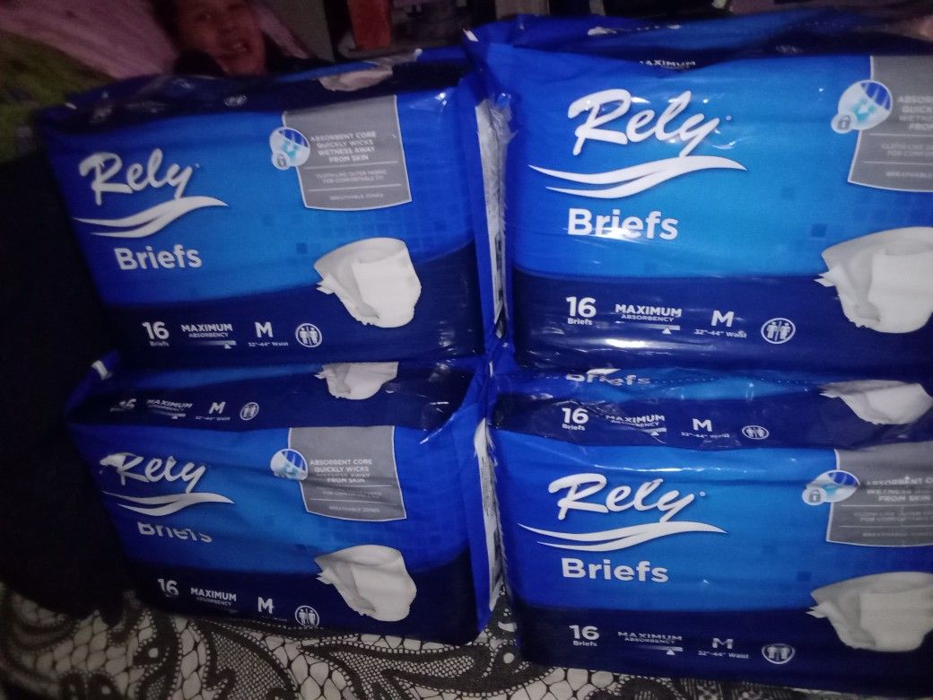 BRAND NEW IN PACKS RELY 16EACH PACK BRIEF DEPENDS LIKE