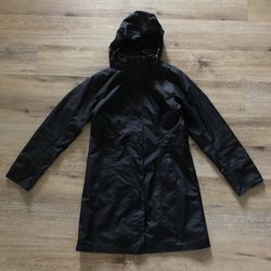 Eddie Bauer Rain Coat Women's Size S Black Weatheredge Hooded Jacket  